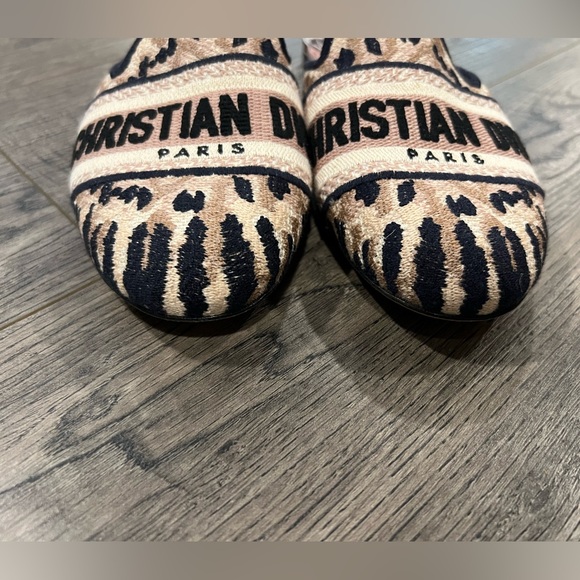 Christian Dior Dway Embroidered Cotton Canvas And Leather Slippers - Picture 3 of 10